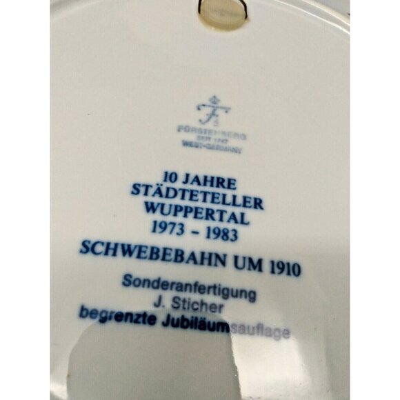 Furstenberg Flow Blue plate 9 3/4" - Wuppertal -Suspension railway around 1910 - Picture 5 of 8